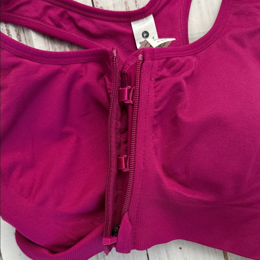 90 Degree By Reflex Fuchsia Front-Zip Racerback Sports Bra XL NWT - Picture 4 of 11